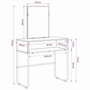 Kosmetický stůl s policí Šedý Sonoma Kompozitní dřevo - obrázek 8