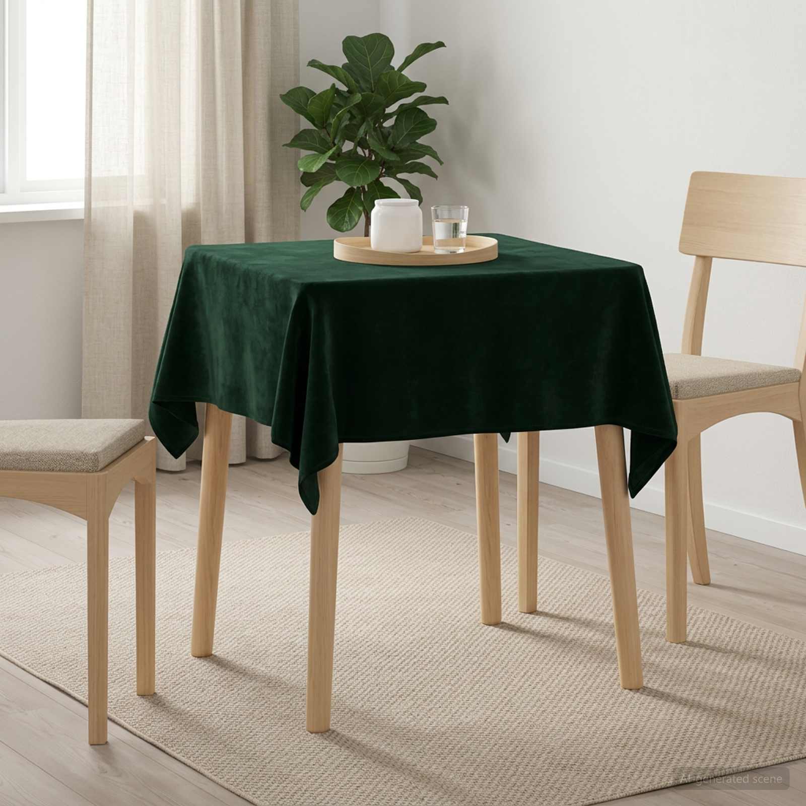 Tafelkleed 5 st Vierkant Donkergroen 110 x 110 cm Polyester image 1
