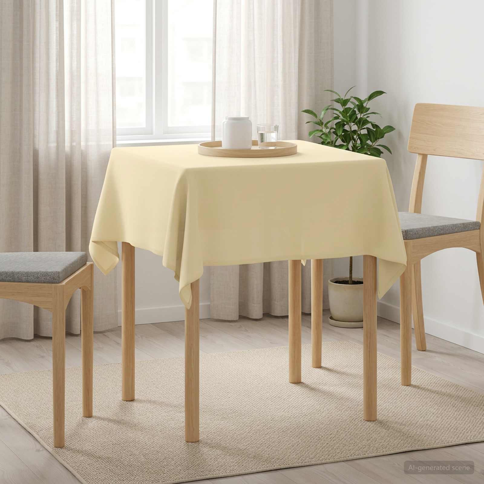 vidaXL Bordklæde Firkantet Cremehvid 110 x 110 cm Polyester