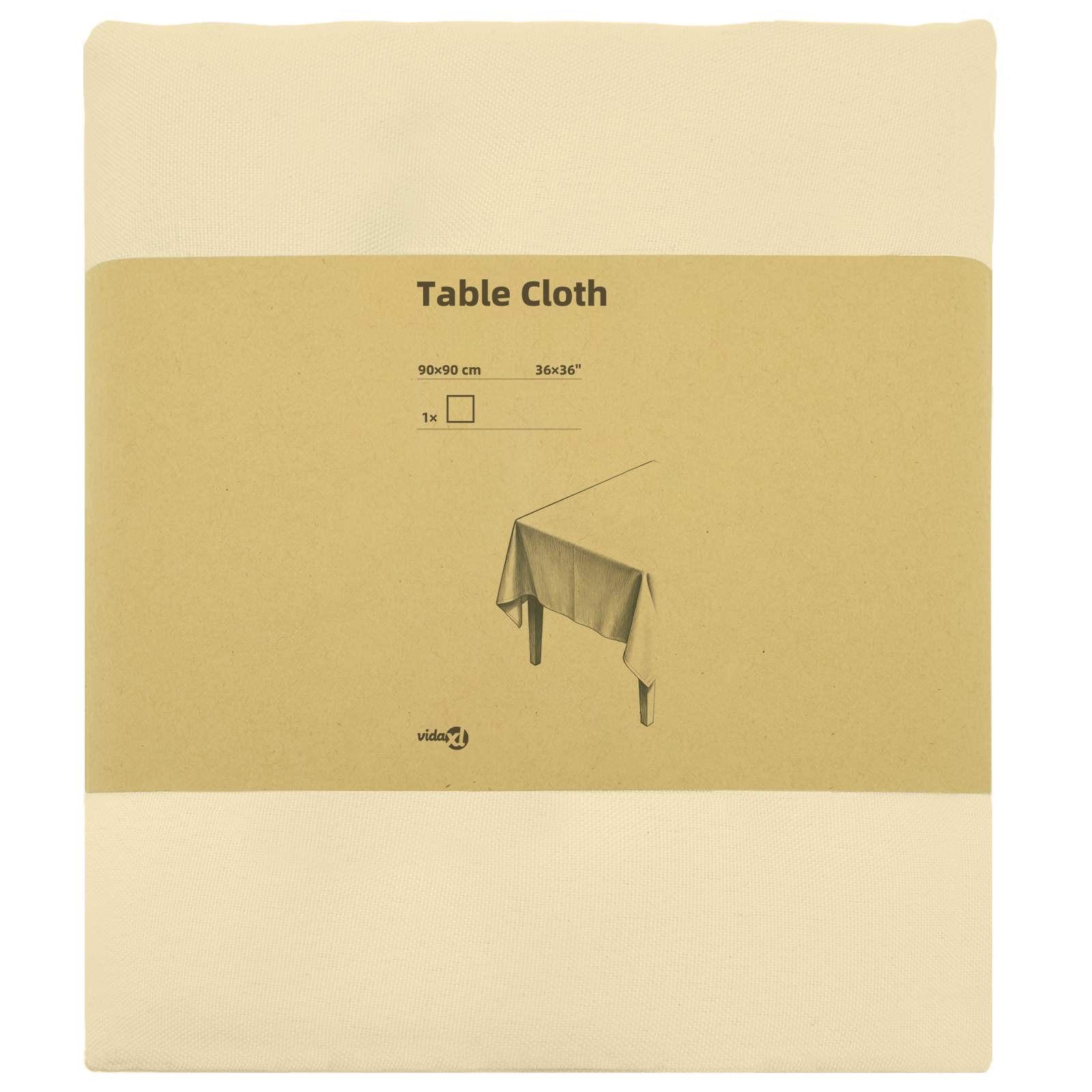 Tafelkleed Vierkant Crèmewit 90 x 90 cm Polyester image 3
