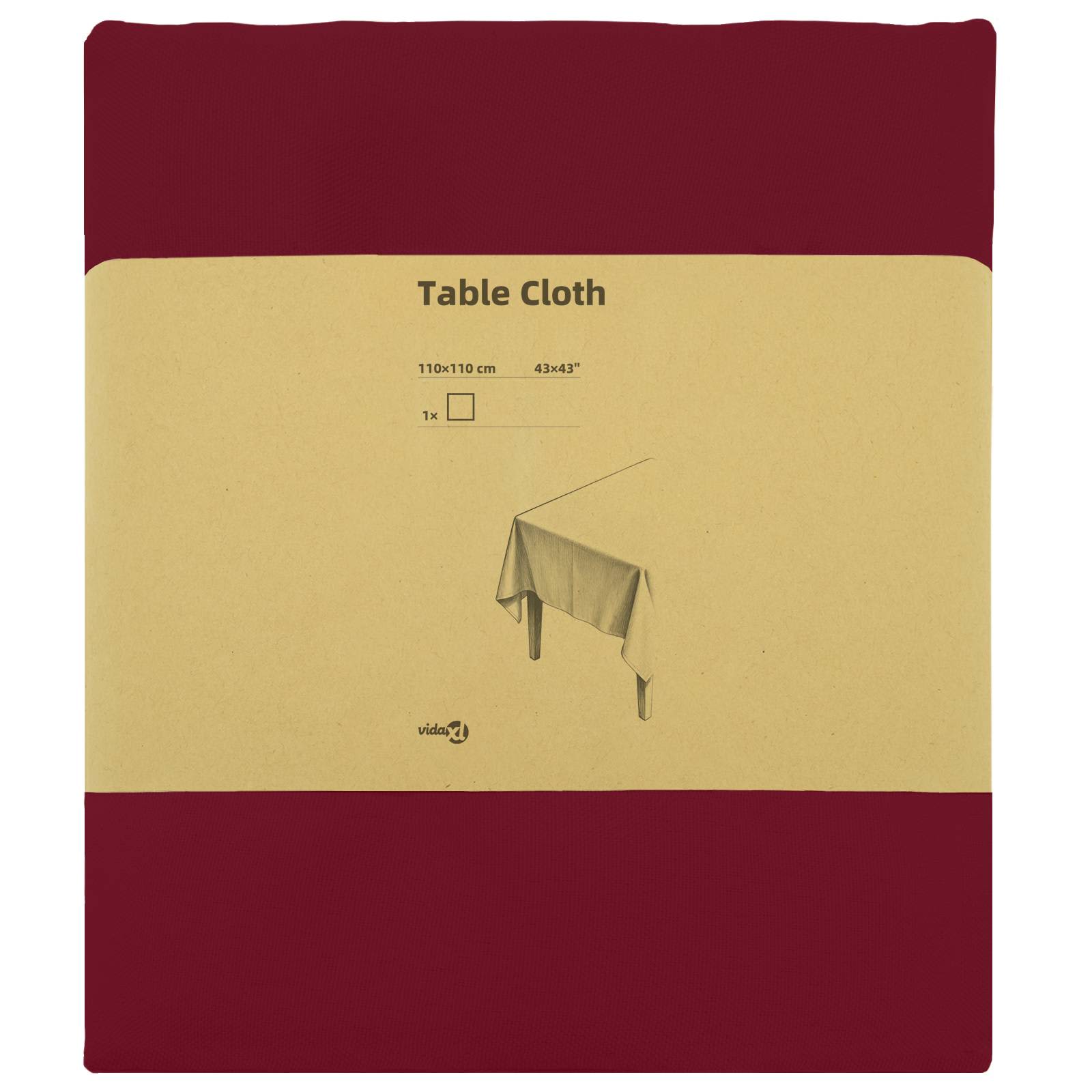 Tafelkleed Vierkant Wijnrood 110 x 110 cm Polyester image 3