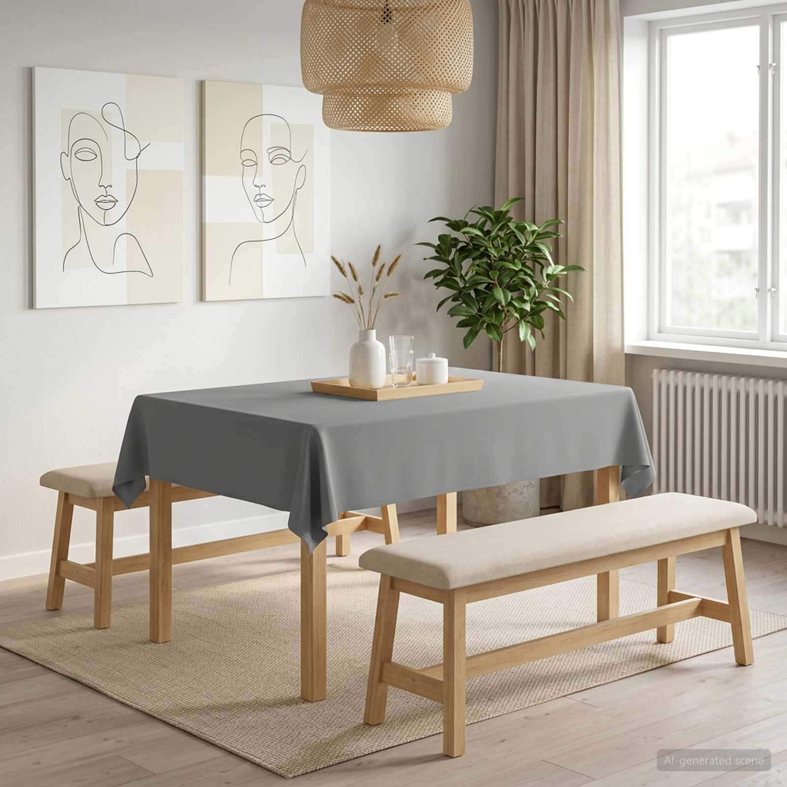 Tafelkleed Rechthoekig Lichtgrijs 140 x 180 cm Polyester image 1