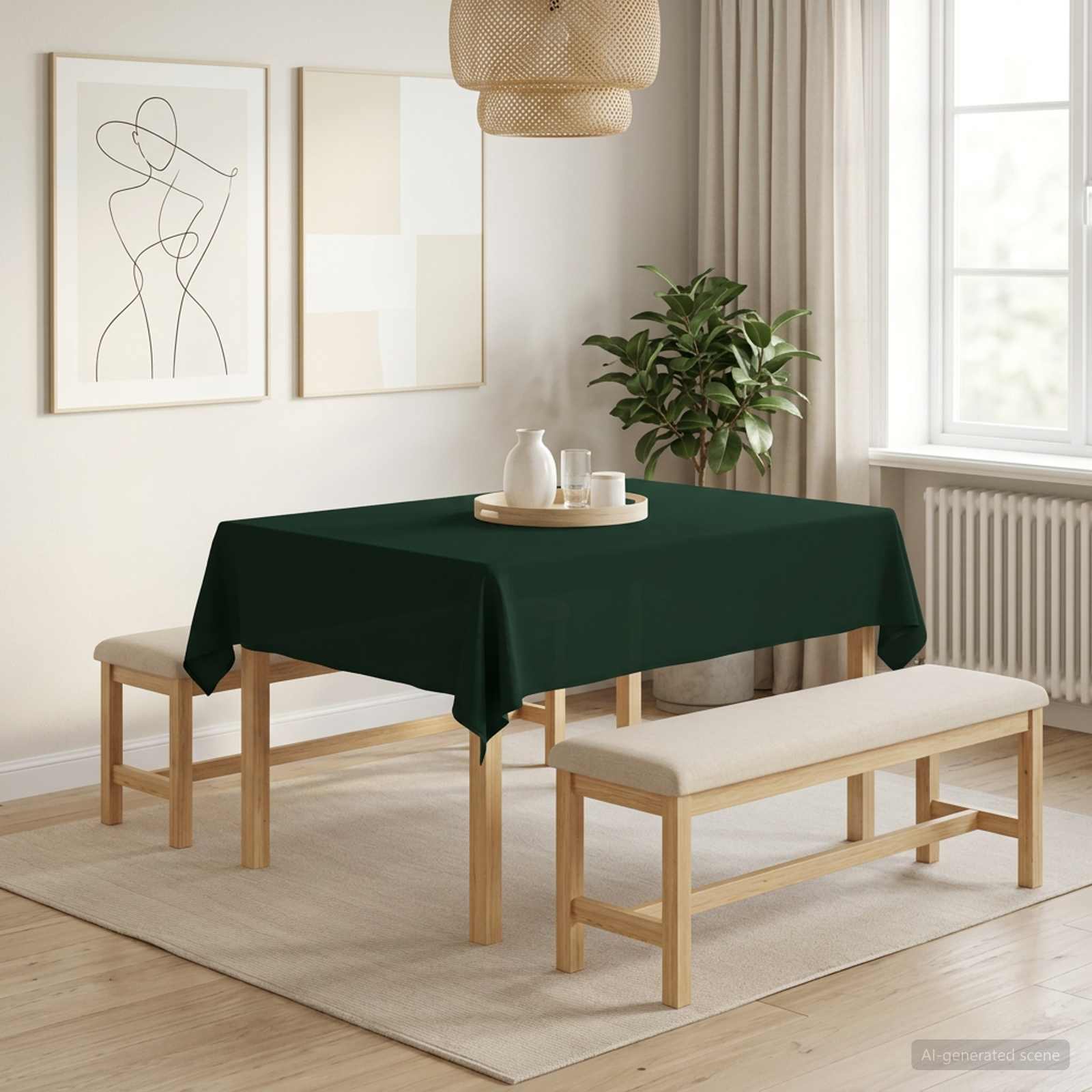 Tafelkleed Rechthoekig Donkergroen 140 x 180 cm Polyester image 1