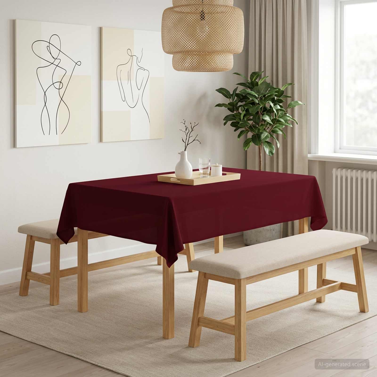 Tafelkleed Rechthoekig Wijnrood 140 x 180 cm Polyester image 1
