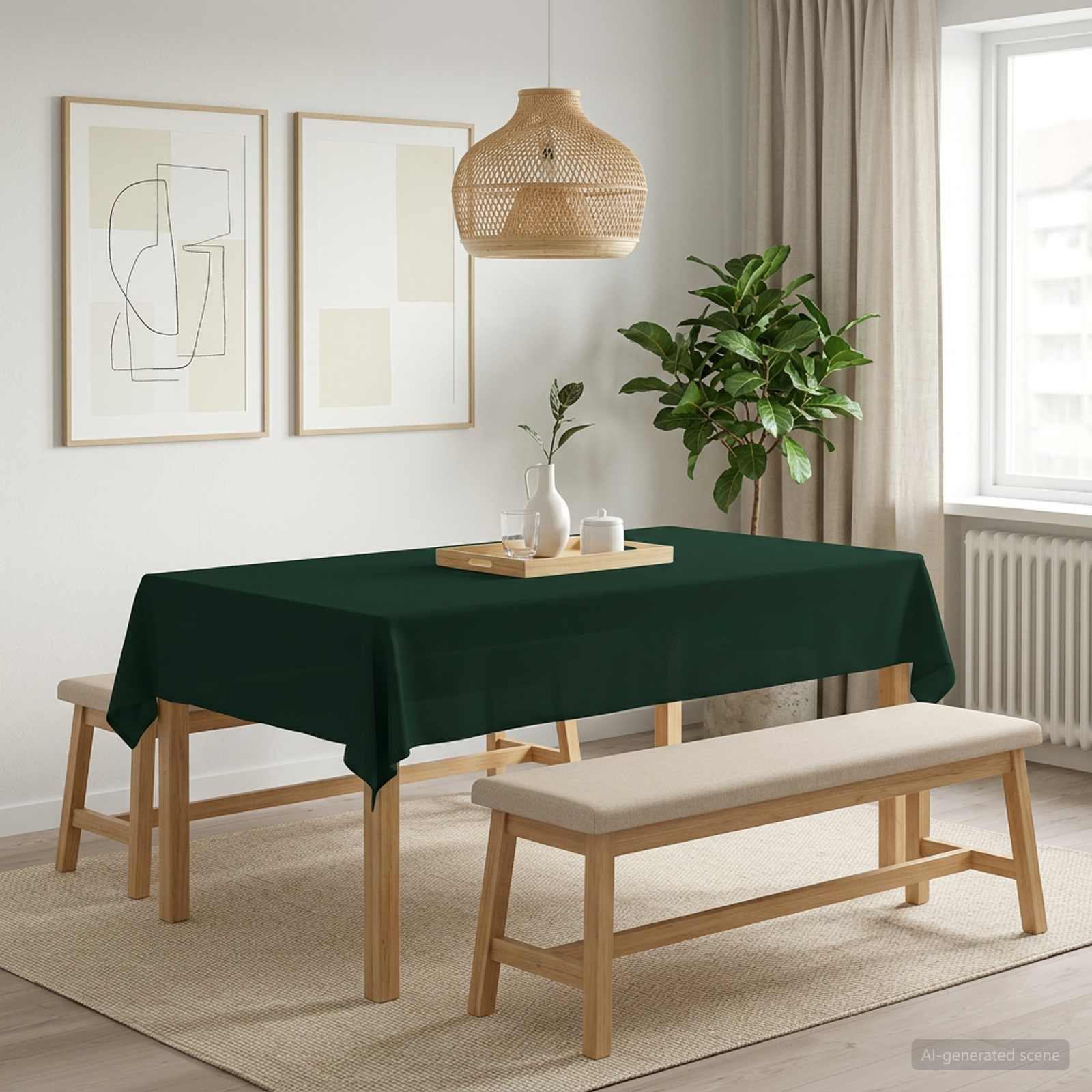 Tafelkleed Rechthoekig Donkergroen 140 x 220 cm Polyester image 1