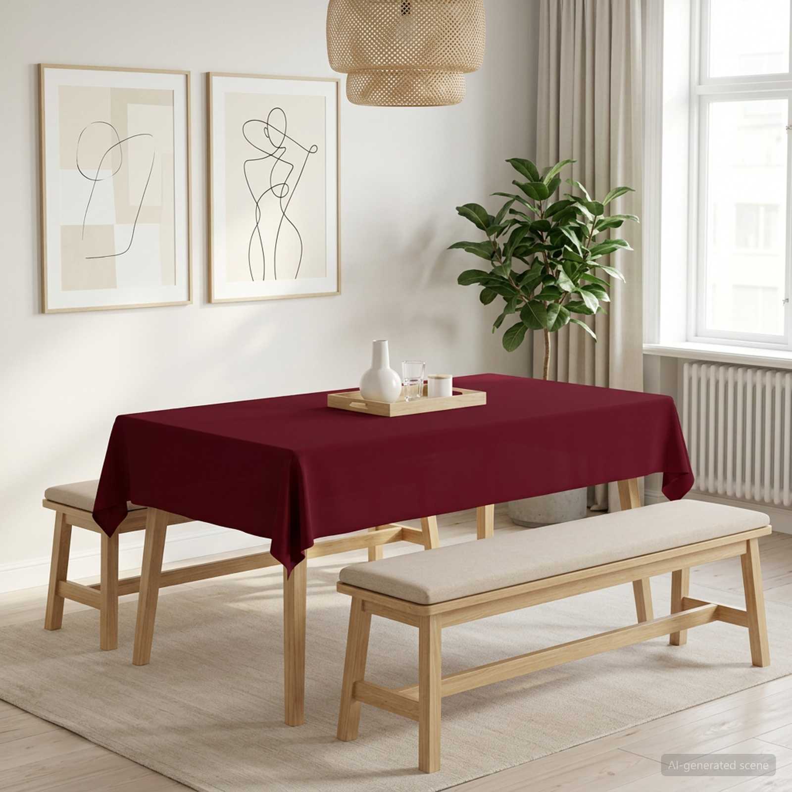 Tafelkleed Rechthoekig Wijnrood 140 x 220 cm Polyester image 1