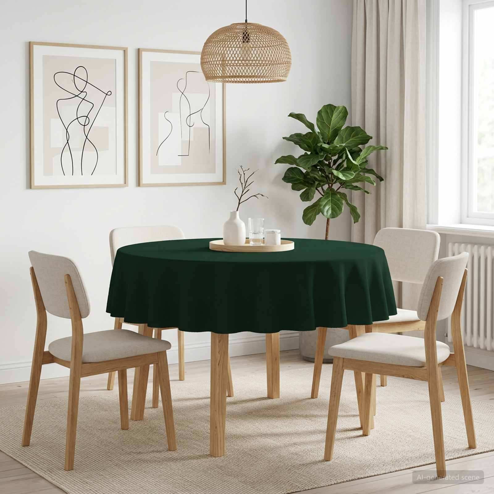 vidaXL Bordklæde 5 stk. Rund Mørkegrøn Ø 140 cm Polyester
