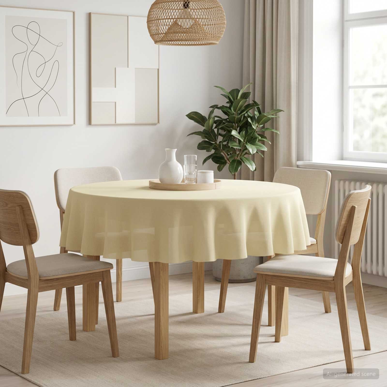 vidaXL Bordklæde 5 stk. Rund Cremehvid Ø 140 cm Polyester