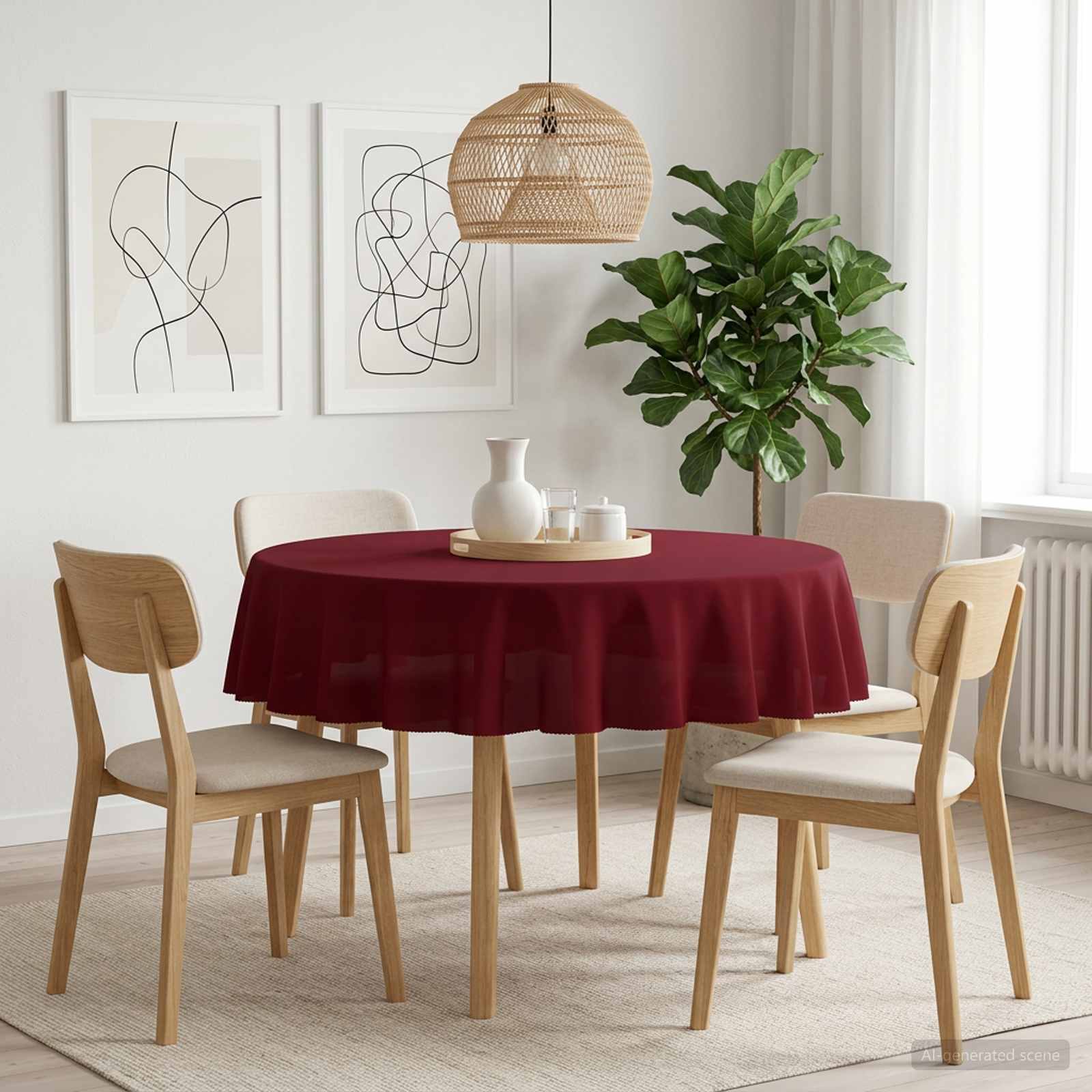 vidaXL Bordklæde 5 stk. Rund Vinrød Ø 140 cm Polyester