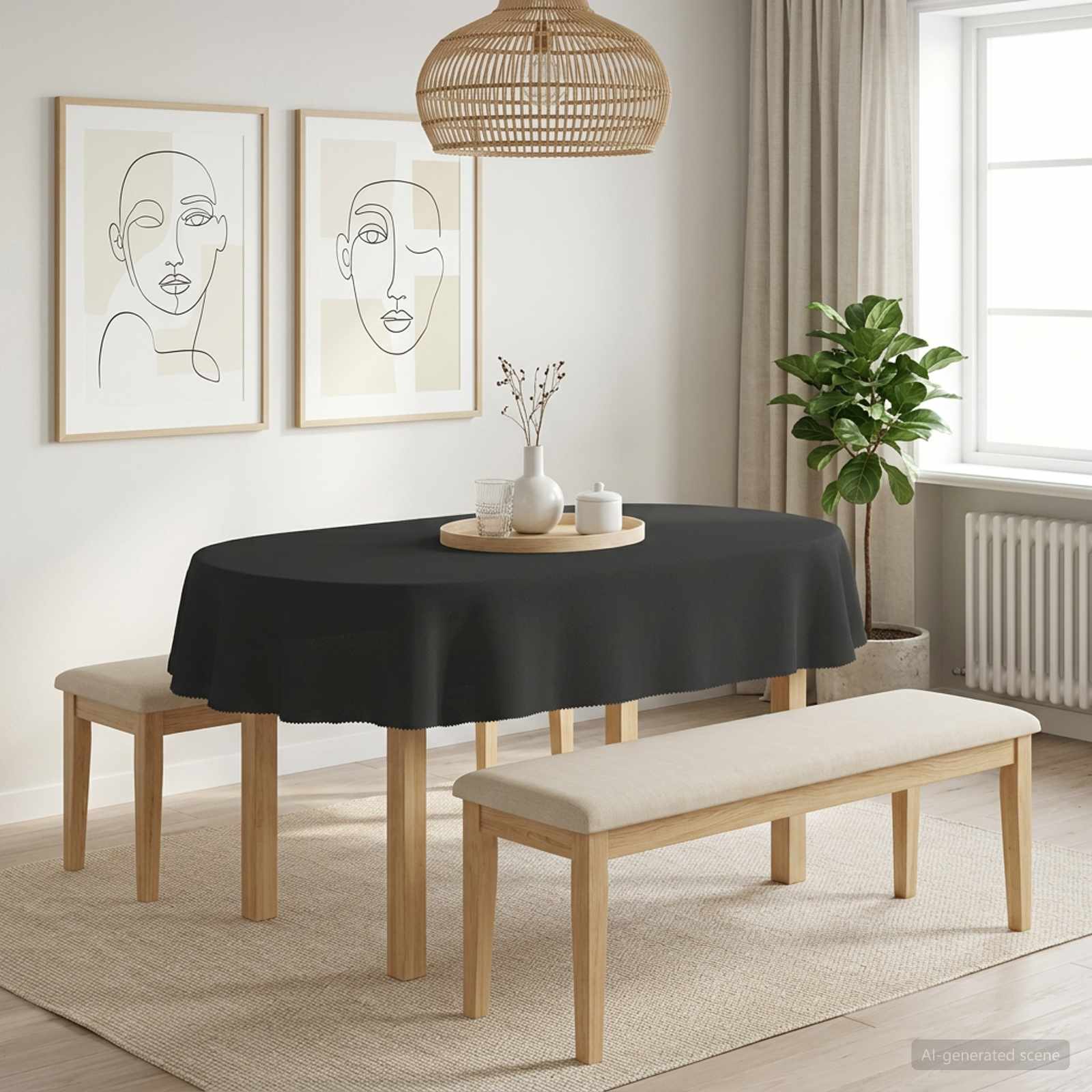 Tafelkleed Ovaal Donkergrijs 130 x 220 cm Polyester image 1