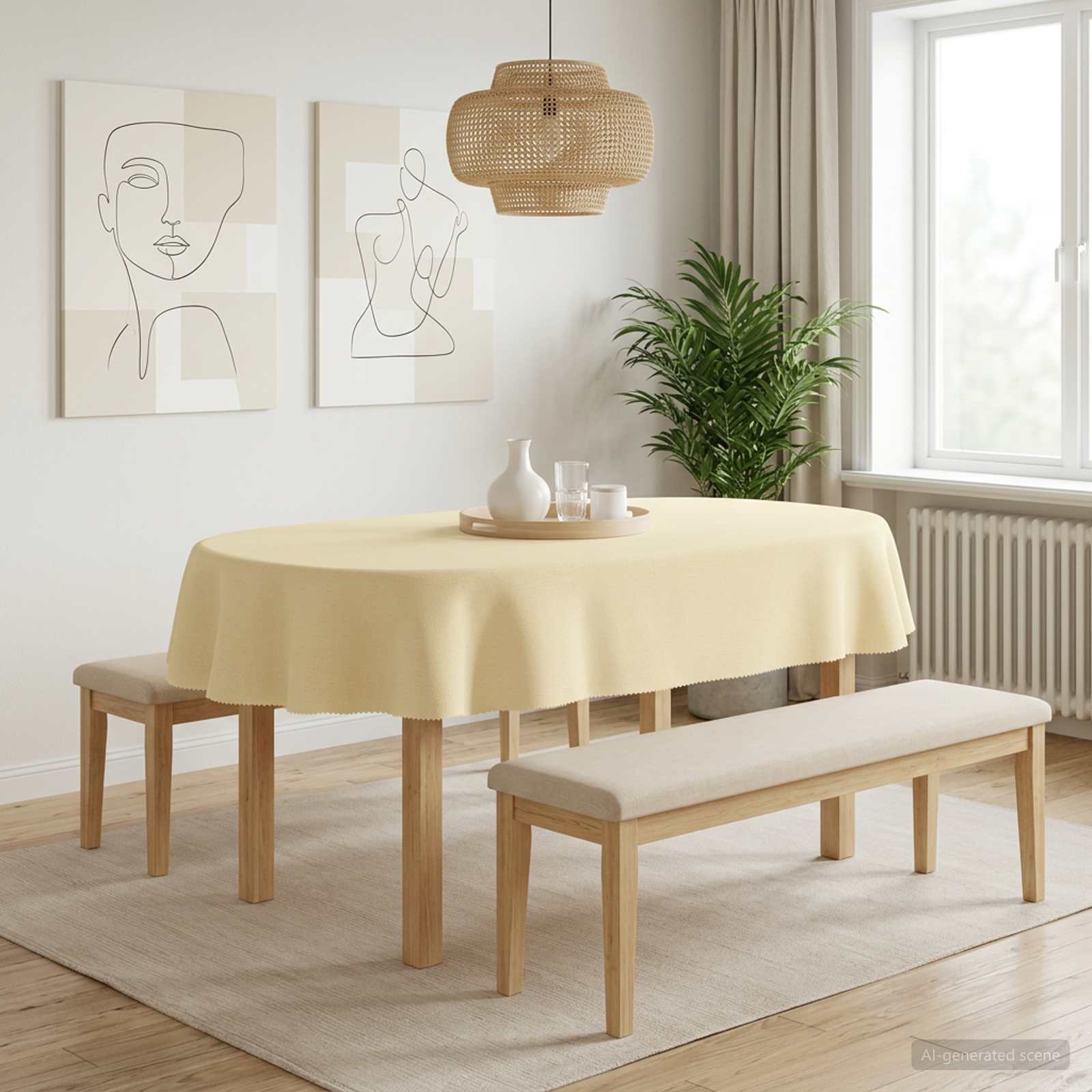 Tafelkleed Ovaal Crèmewit 160 x 220 cm Polyester image 1