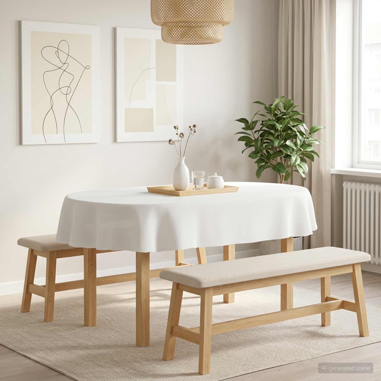 Tafelkleed Ovaal Wit 160 x 220 cm Polyester image 1