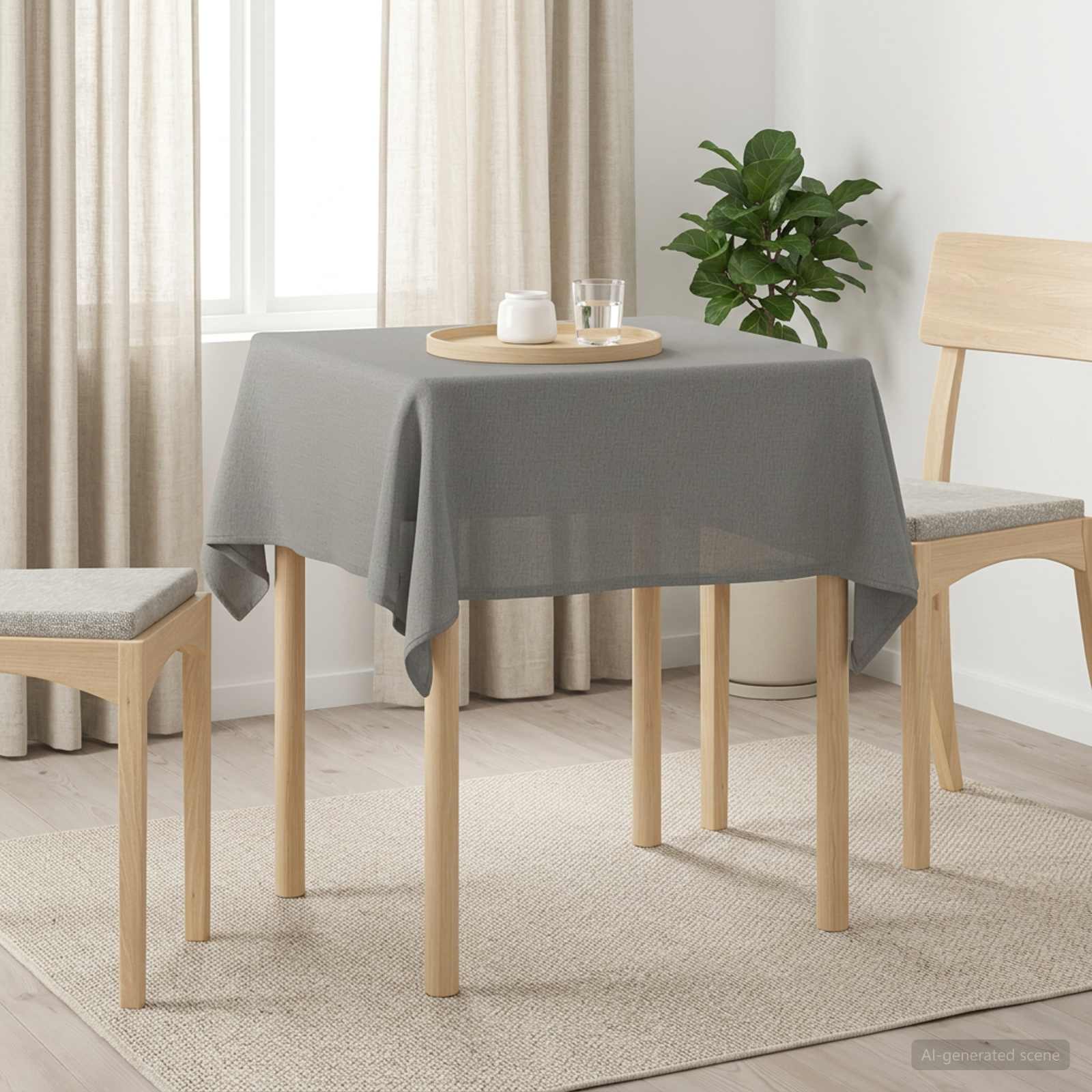 vidaXL Bordklæde Firkantet Lysegrå 90 x 90 cm
