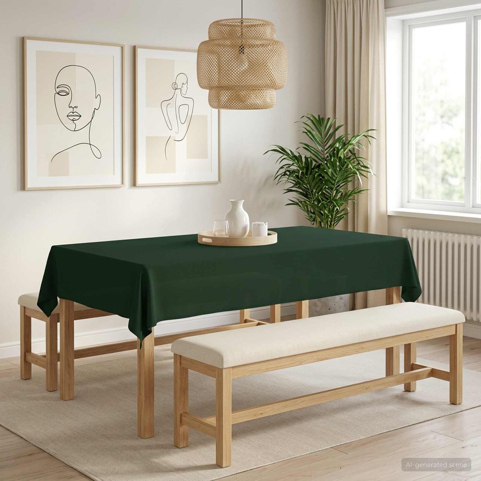 Tafelkleed Rechthoekig Donkergroen 140 x 220 cm image 1