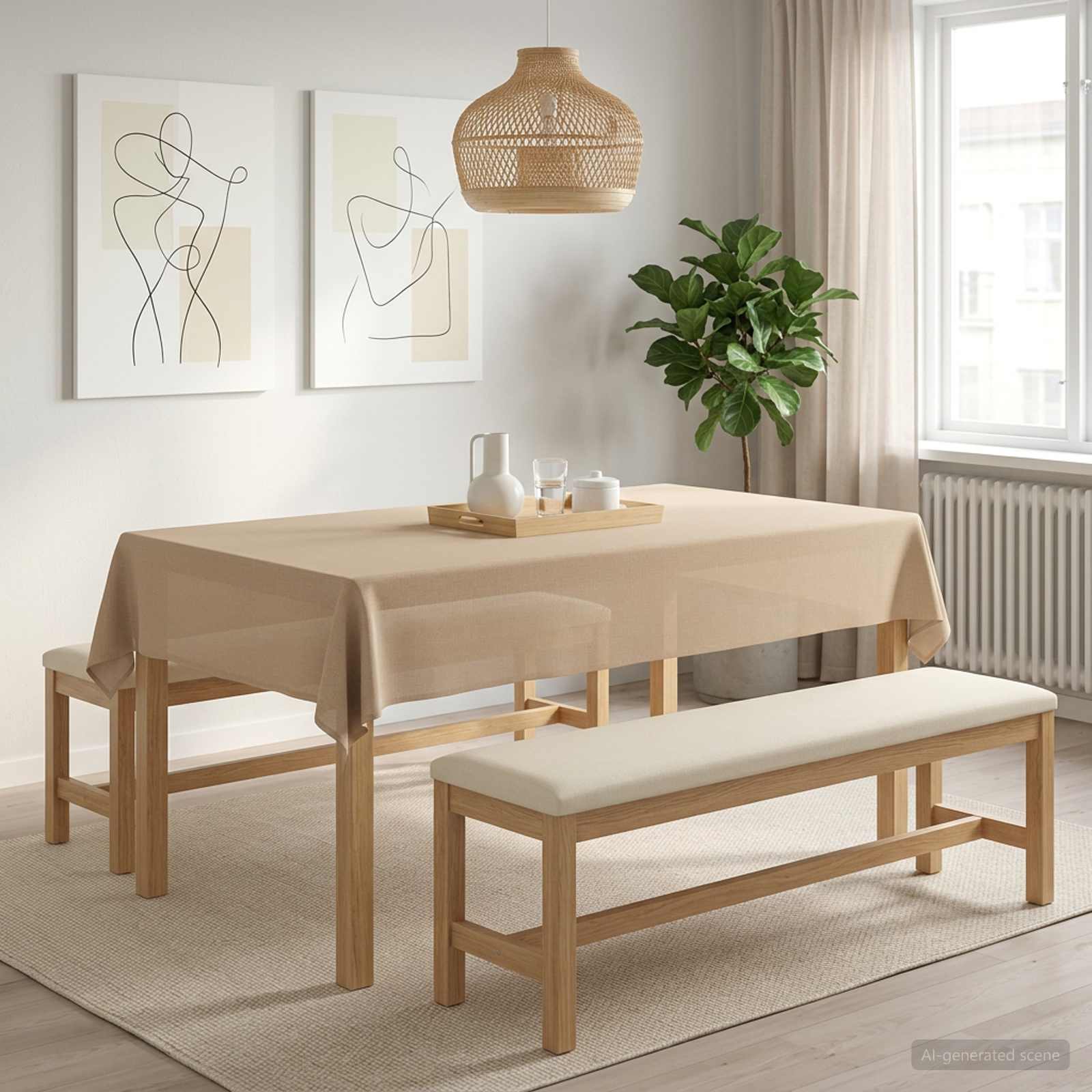 Tafelkleed Rechthoekig Beige 140 x 220 cm image 1
