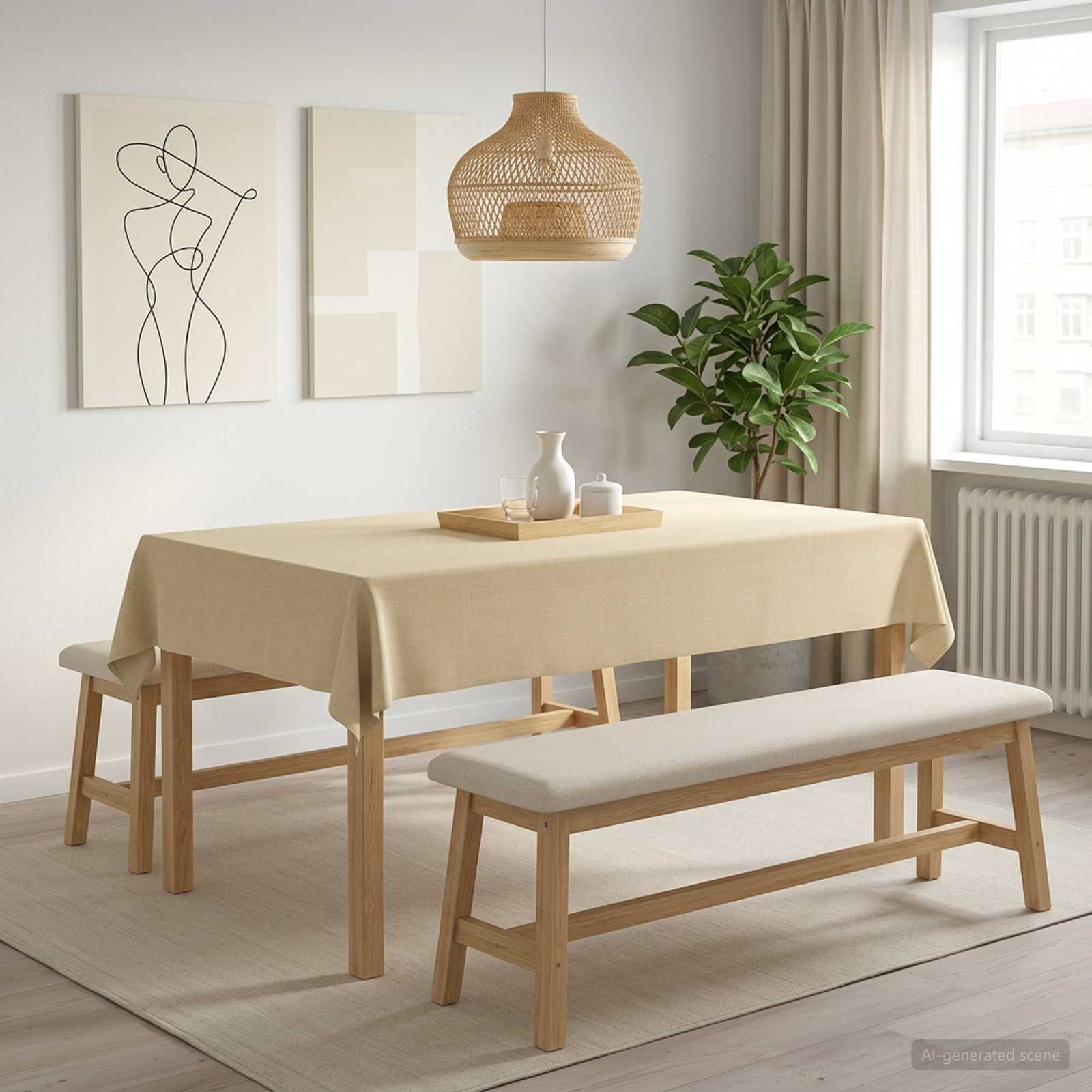 Tafelkleed 5 st Rechthoekig Crèmewit 140 x 260 cm image 1