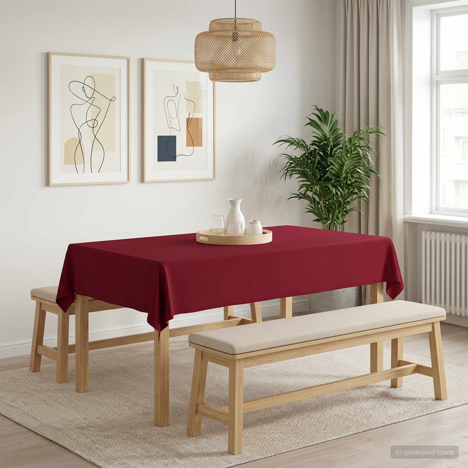Tafelkleed 5 st Rechthoekig Wijnrood 140 x 260 cm image 1