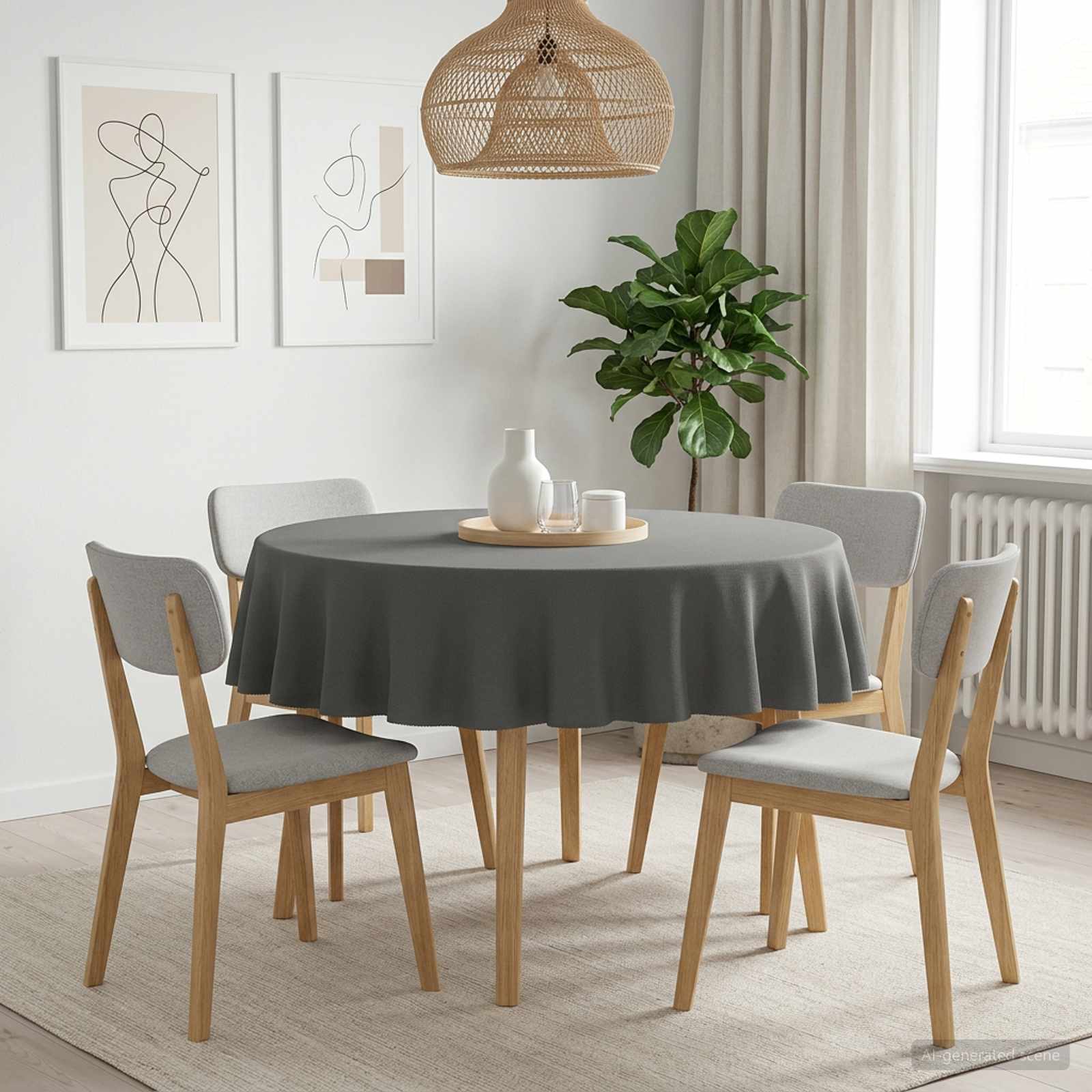 vidaXL Bordklæde 5 stk. Rund Lysegrå Ø 160 cm