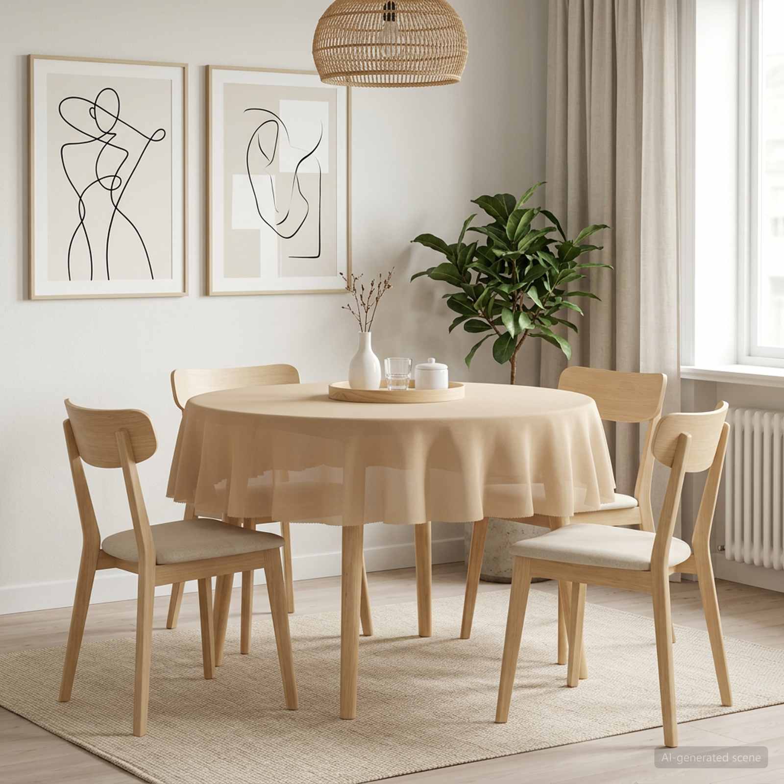 vidaXL Bordklæde 5 stk. Rund Beige Ø 140 cm