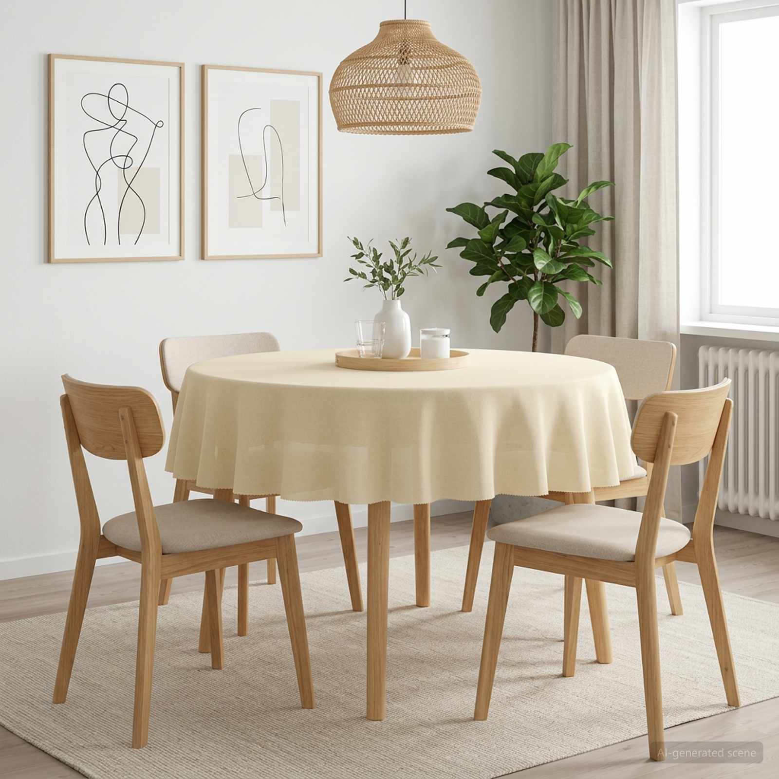 vidaXL Bordklæde 5 stk. Rund Cremehvid Ø 140 cm