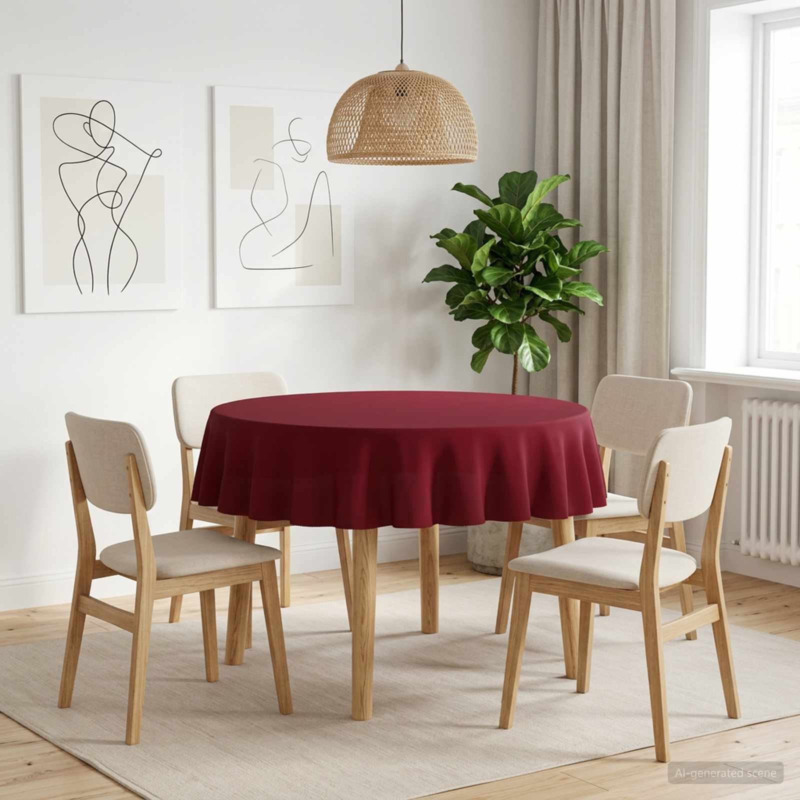 vidaXL Bordklæde 5 stk. Rund Vinrød Ø 140 cm