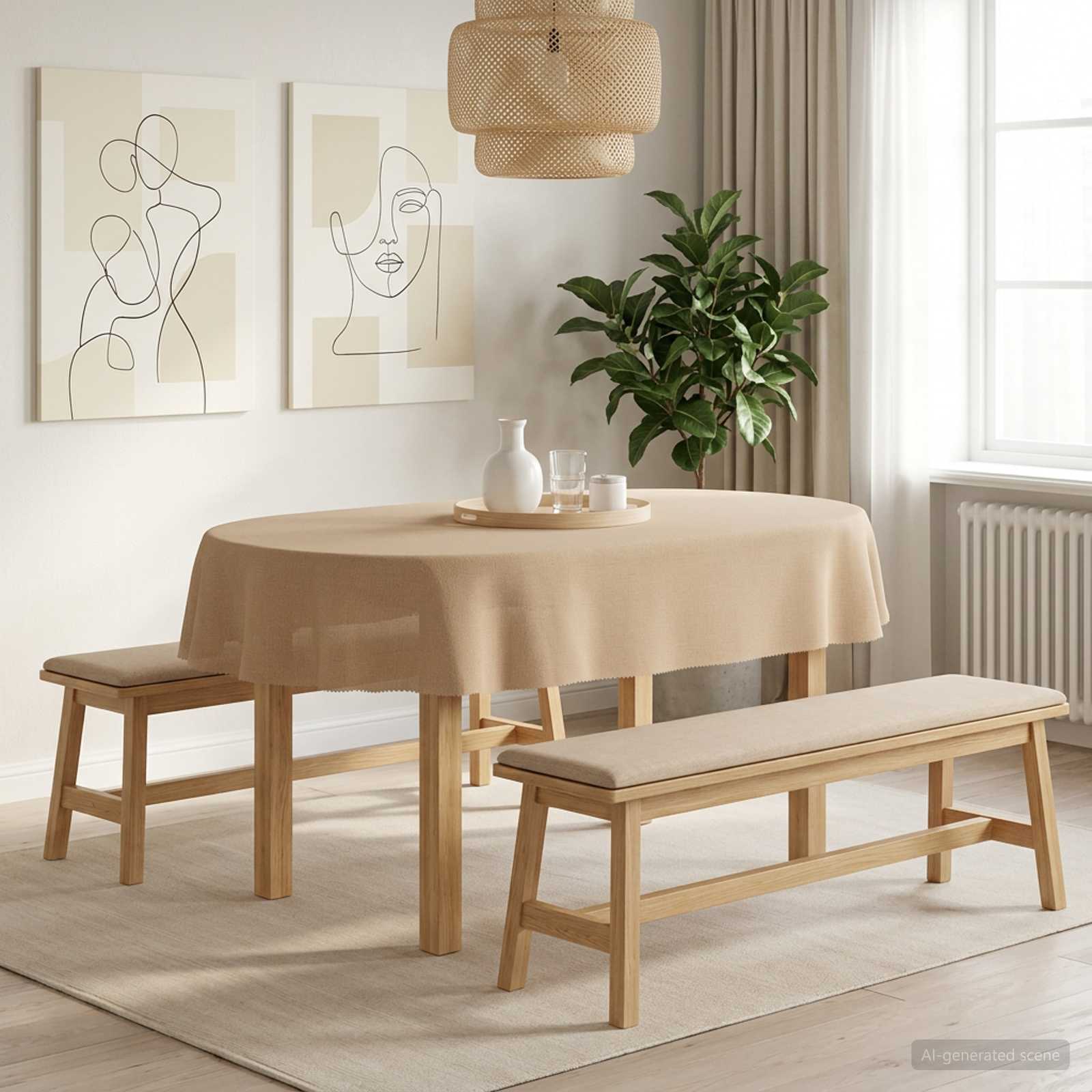 Tafelkleed 5 st Ovaal Beige 130 x 180 cm image 1
