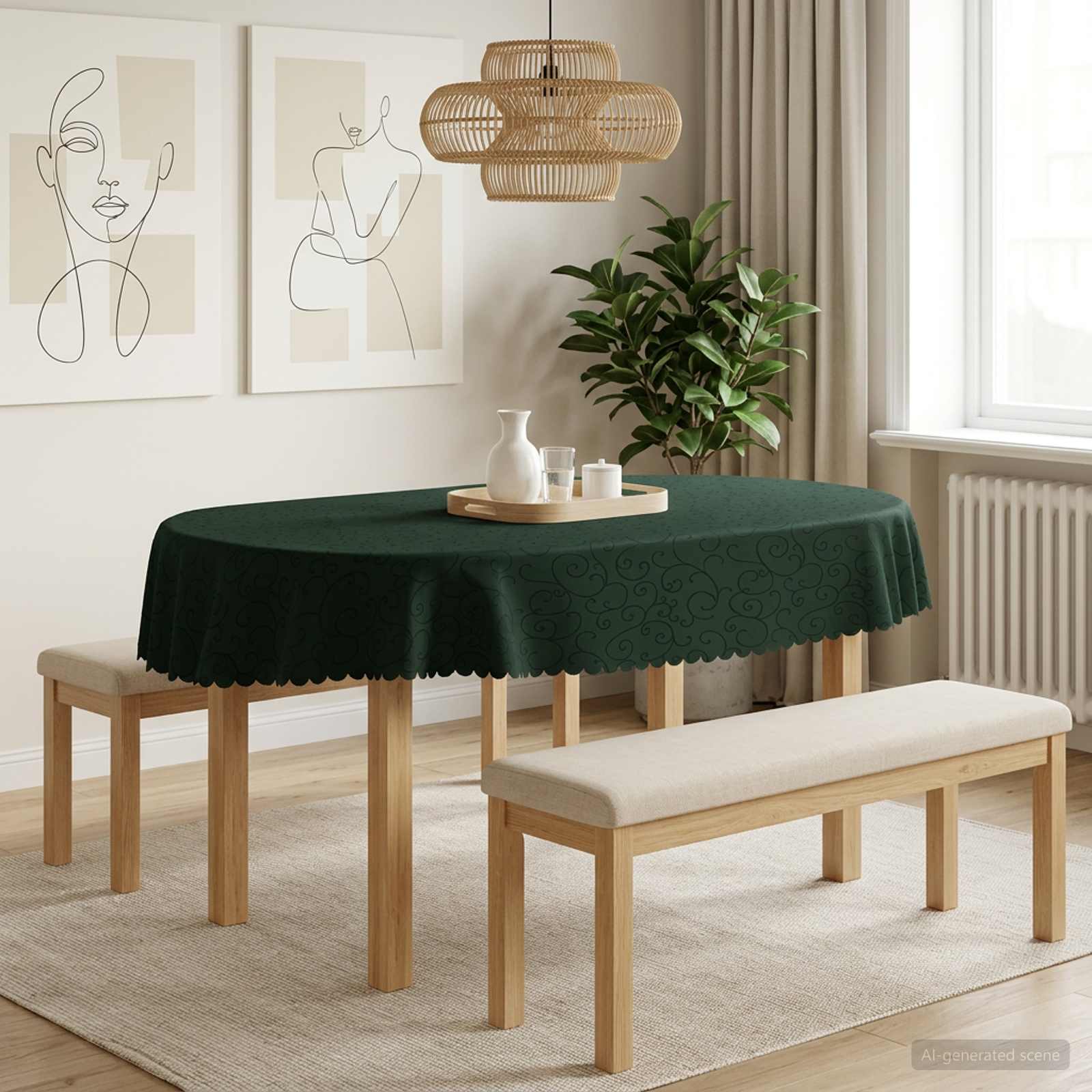 Tafelkleed 5 st Ovaal Donkergroen 160 x 220 cm image 1