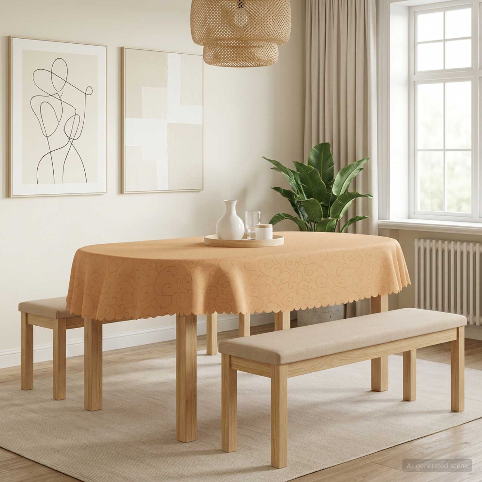 Tafelkleed 5 st Ovaal Beige 160 x 220 cm image 1