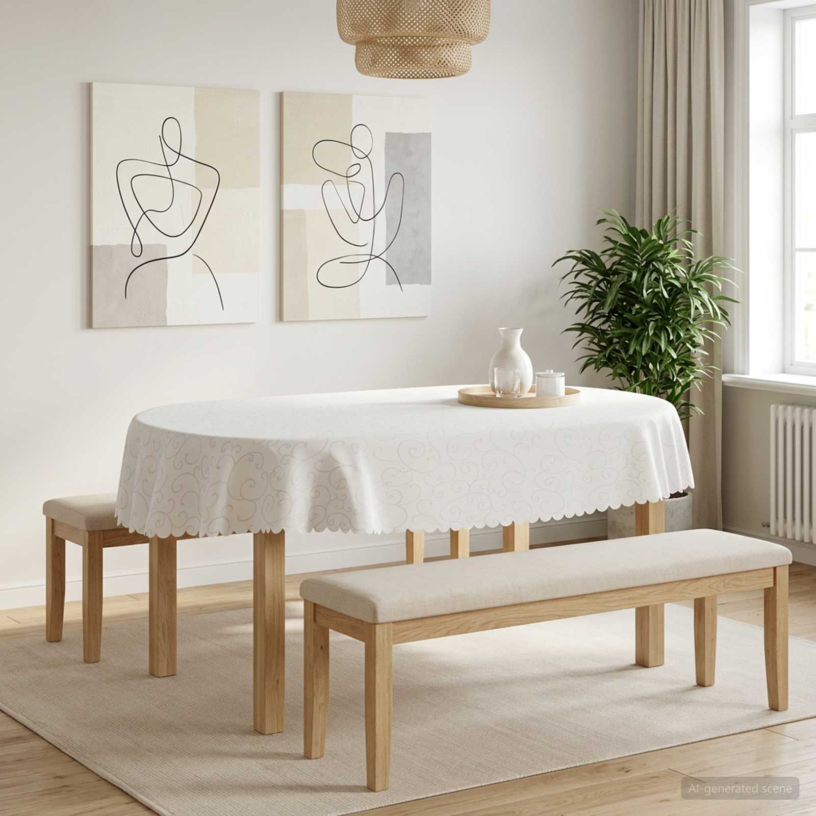 vidaXL Bordduk 5 stk. Oval Hvit 160 x 220 cm