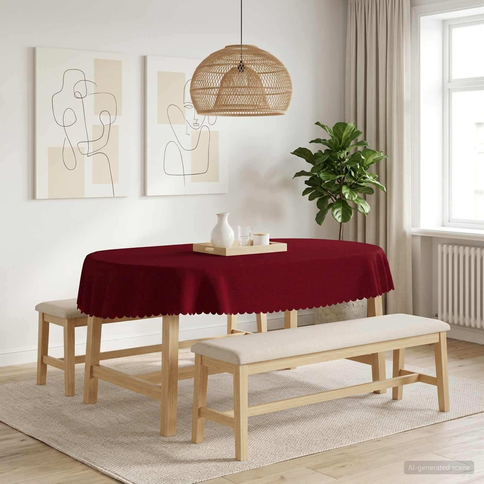 Tafelkleed 5 st Ovaal Wijnrood 160 x 220 cm image 1