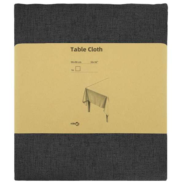 vidaXL Laua Lapp 5 tk Kandiline Tumehall 90 x 90 cm