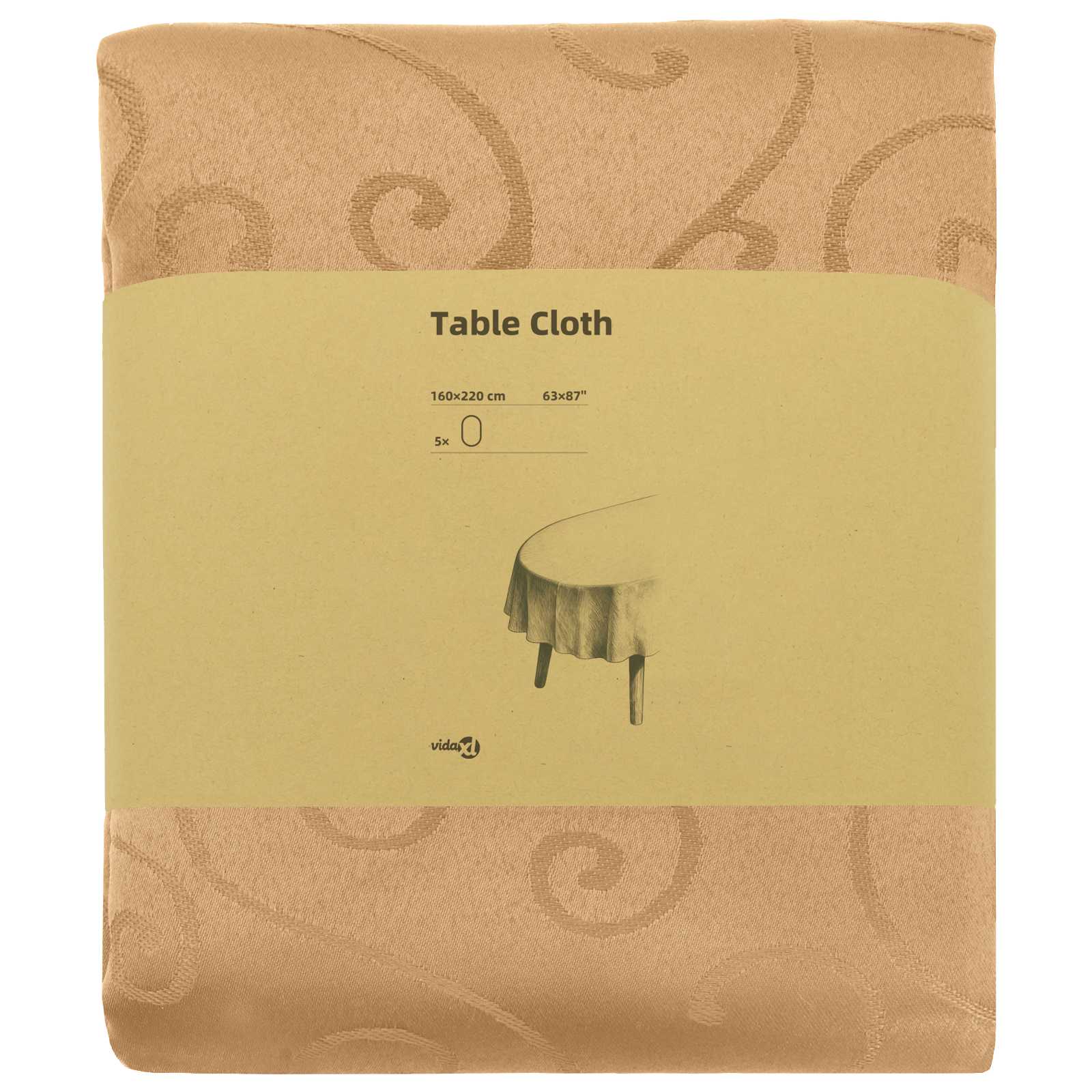 Tafelkleed 5 st Ovaal Beige 160 x 220 cm image 3