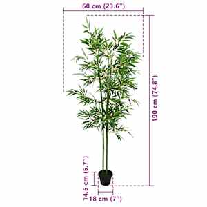 Umělý bambusový strom 2 pcs Zelená 60 x 18 x 190 cm - obrázek 7