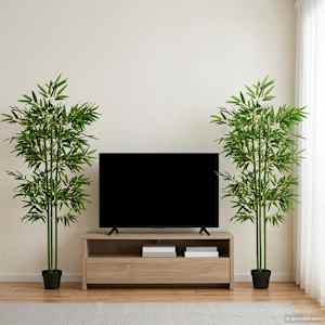 Umetno bambusovo drevo 2 pcs Zelena 45 x 18 x 175 cm