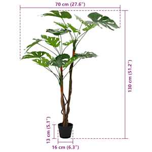 Umělá rostlina Monstera Zelená 70 x 16 x 130 cm Tkanina a dřevo - obrázek 6