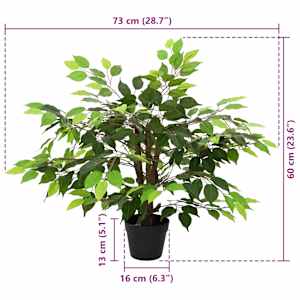 Umělá rostlina Ficus Zelená 73 x 16 x 60 cm Tkanina a dřevo - obrázek 5