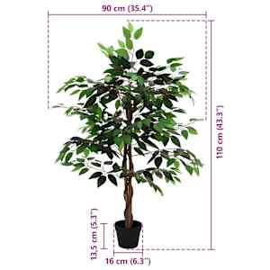 Umělá rostlina Ficus Zelená 90 x 16 x 110 cm Tkanina a dřevo - obrázek 6
