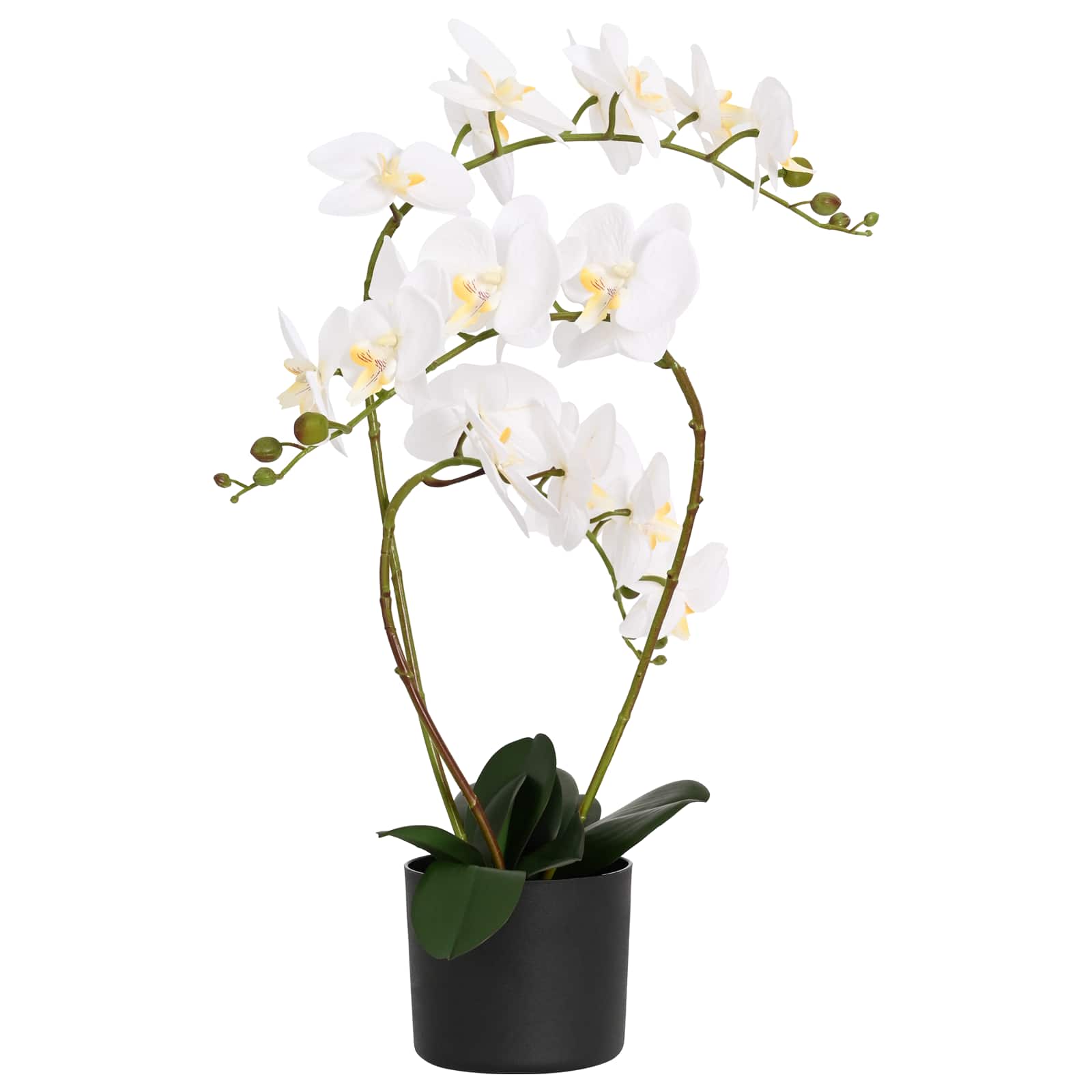 vidaXL Plantă de orhidee artificială cu ghiveci Alb 45 x 15 x 65 cm