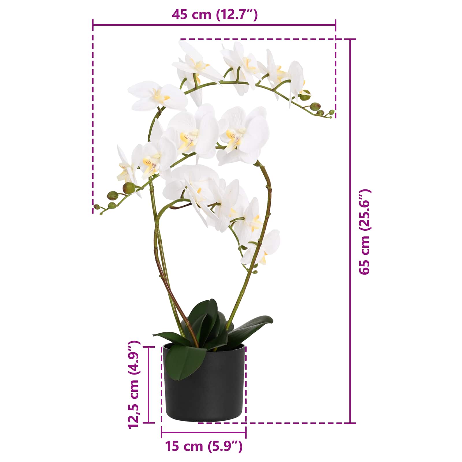 Kunstorchidee met pot Wit 45 x 15 x 65 cm Stof, PE en PEVA image 4