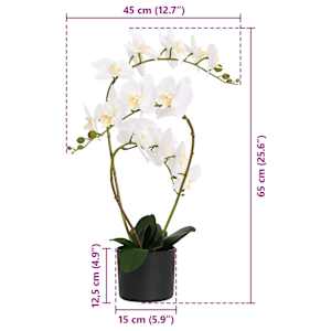 Umělá orchidej v květináči Bílá 45 x 15 x 65 cm - obrázek 5
