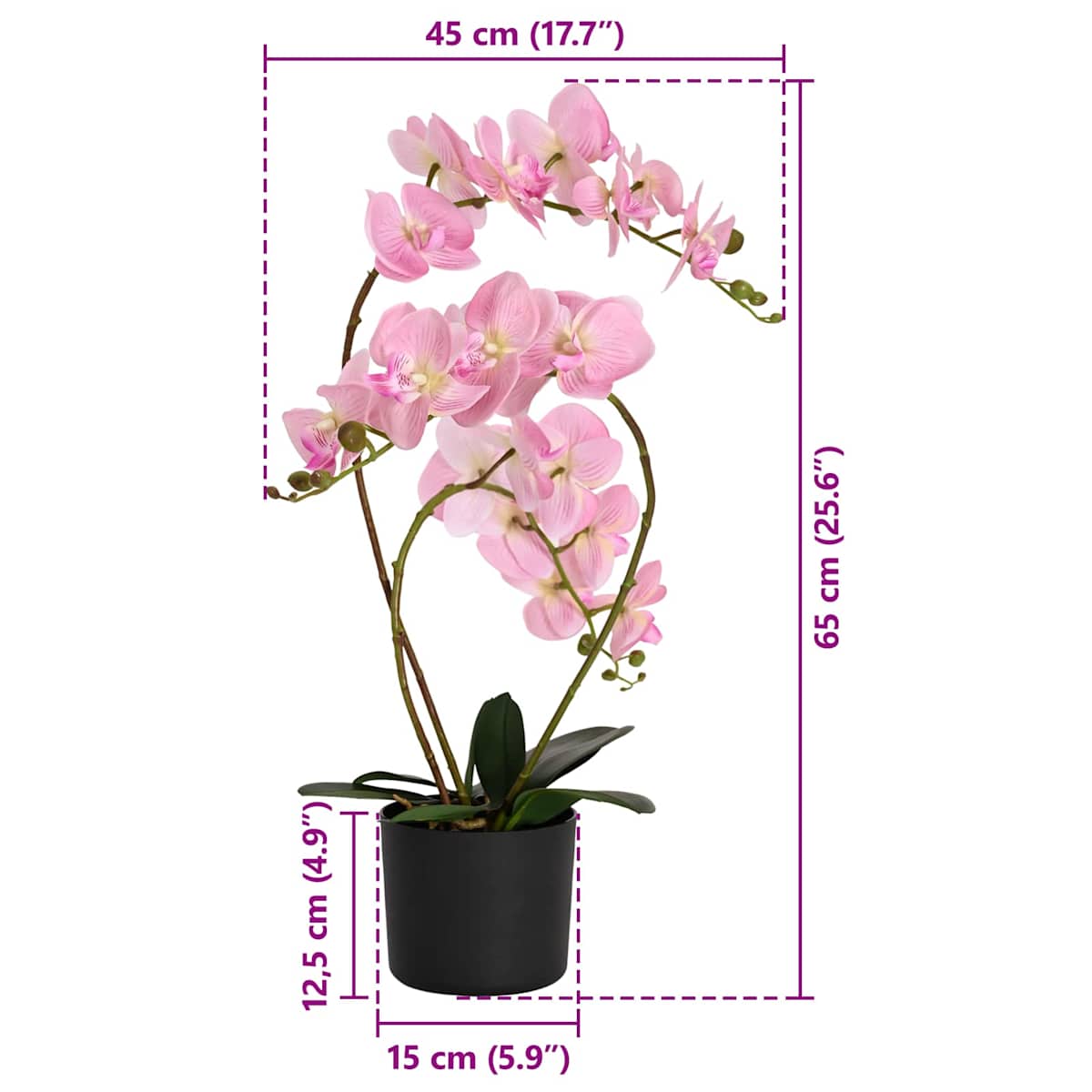 Kunstig orkideplante med potte 45 x 15 x 65 cm - Billede 5