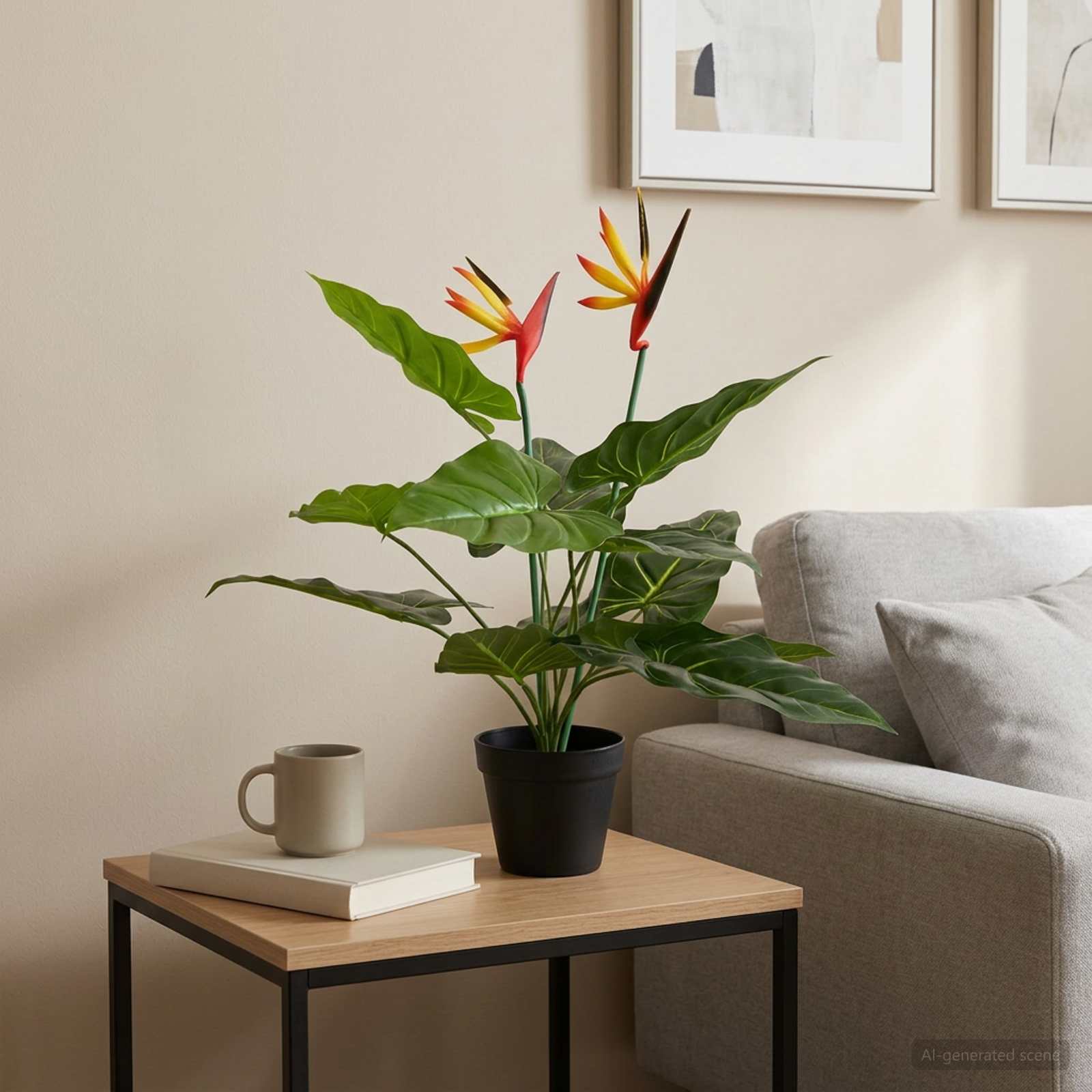 vidaXL Plantă Artificială Strelitzia Verde 65 x 13 x 55 cm
