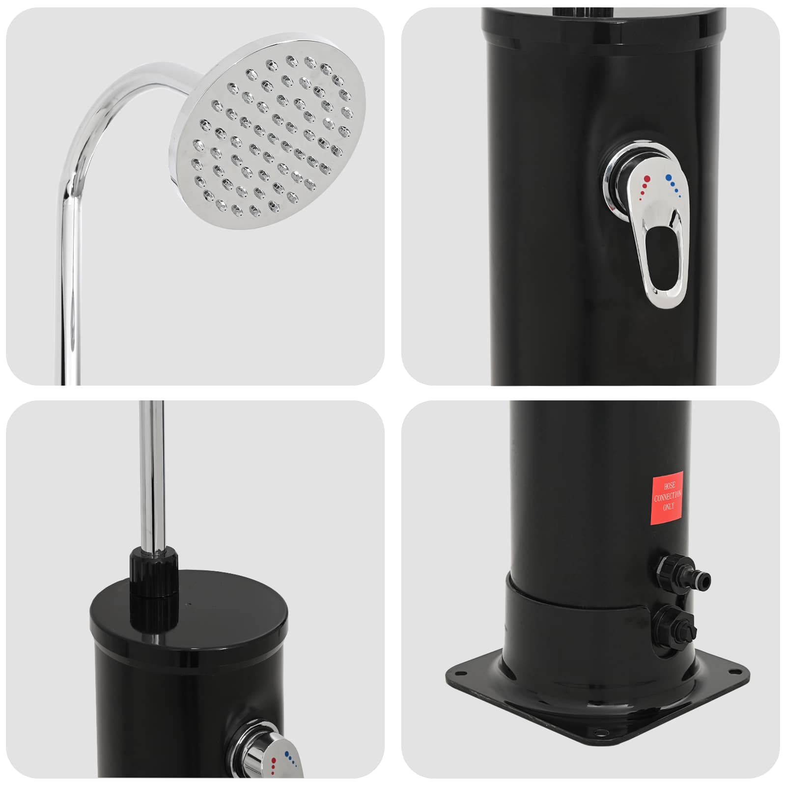 Zonne Douche met Douchekop PVC, ABS, Zinklegering Zwart image 6