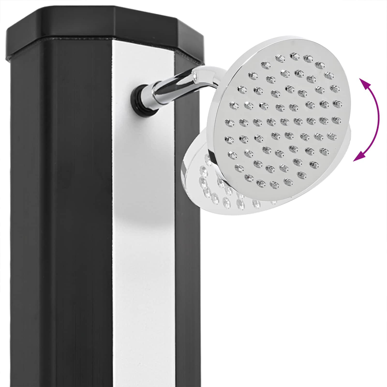 Zonnedouche met douchekop en kraan 40 L, zwart en zilver image 8