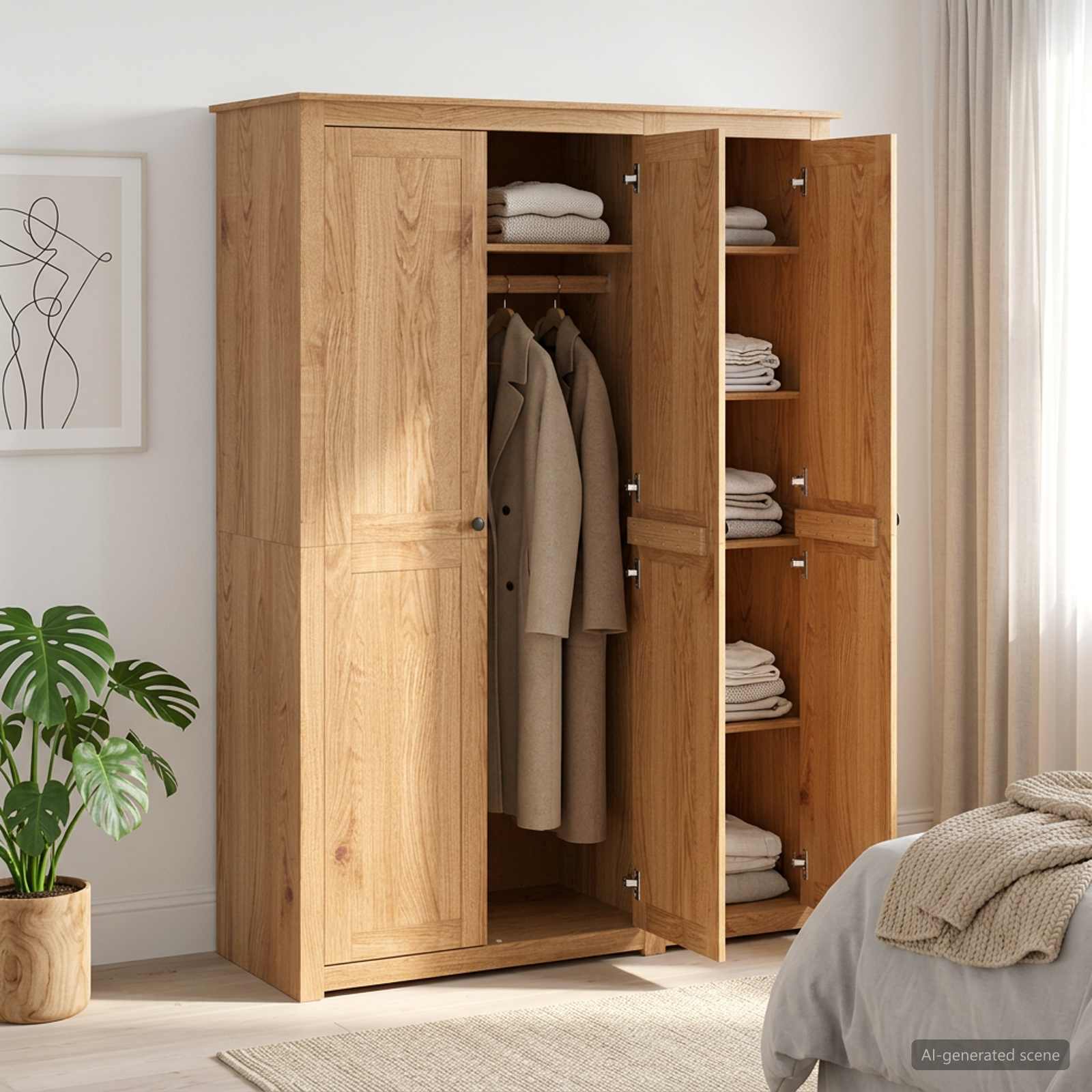 vidaXL Garderobeskap PANAMA Honning 131,5 x 50 x 185 cm Heltre furu