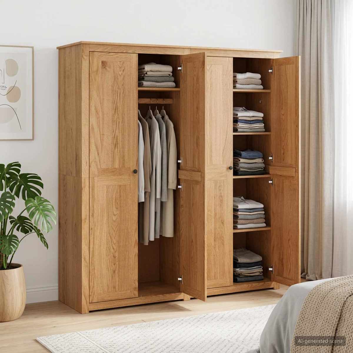 Garderobeskab PANAMA Honning 169 x 50 x 185 cm Massivt fyrretræ