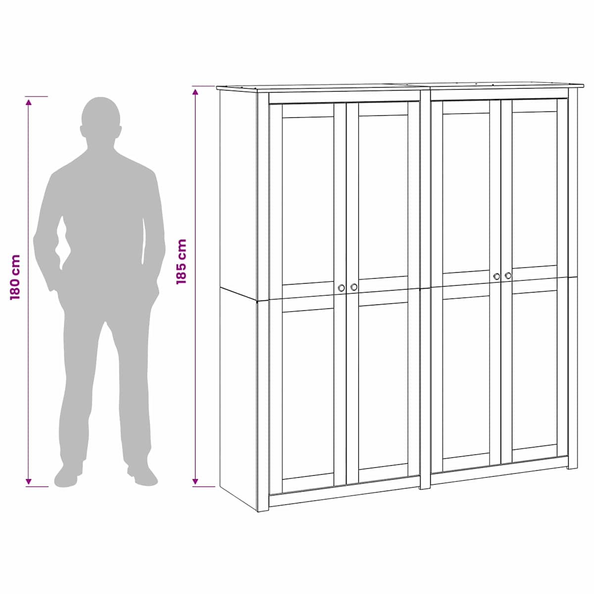 Garderobeskab PANAMA Honning 169 x 50 x 185 cm Massivt fyrretræ - Billede 10