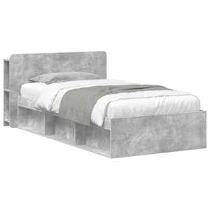 vidaXL Voodiraam ladustamisega peaga Betoonhall 75 x 190 cm Tehispuit