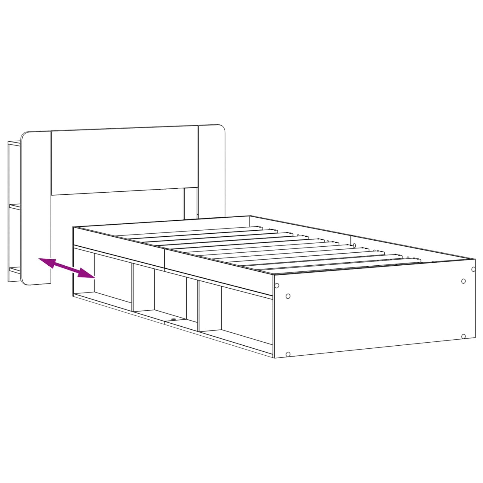 Rám postele s úložným prostorem s čelo Staré dřevo 75 x 190 cm - obrázek 8