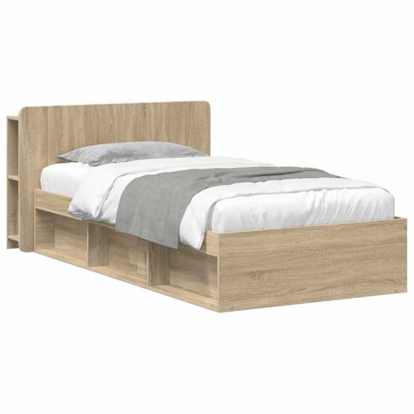 vidaXL Voodiraam ladustamisega peaga Sonoma tamm 75 x 190 cm Tehispuit